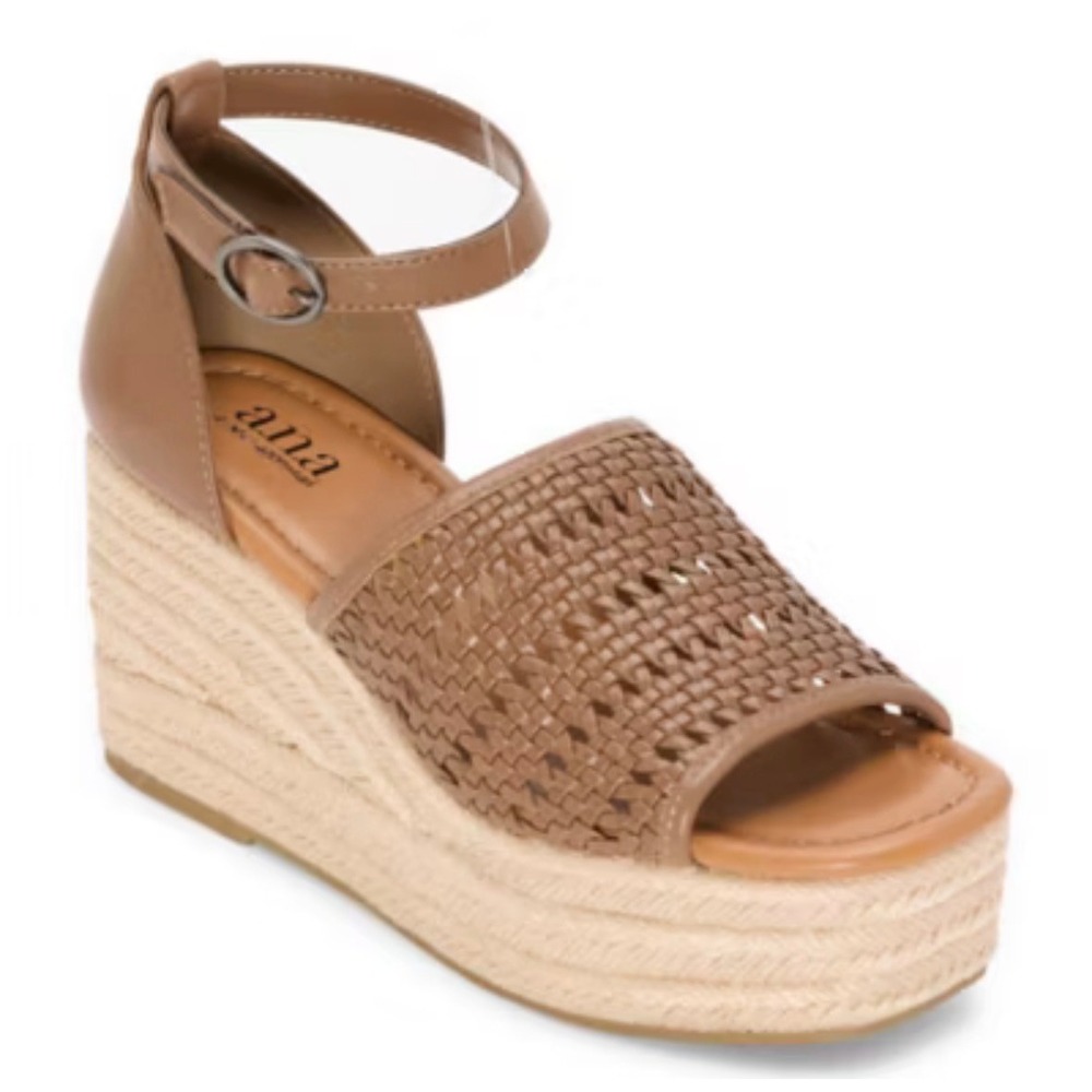 Boho Taupe Woven Espadrille Platform Wedge Cottagecore Sandals 9.5 M NEW